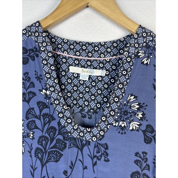 Boden Mollie Dress Floral Tunic blue gray US 4 Boho 3/4 sleeve small mini womens - Picture 6 of 12